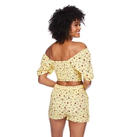 Haut corset à manches bouffantes No Boundaries pour femmes Tailles TP–TTG