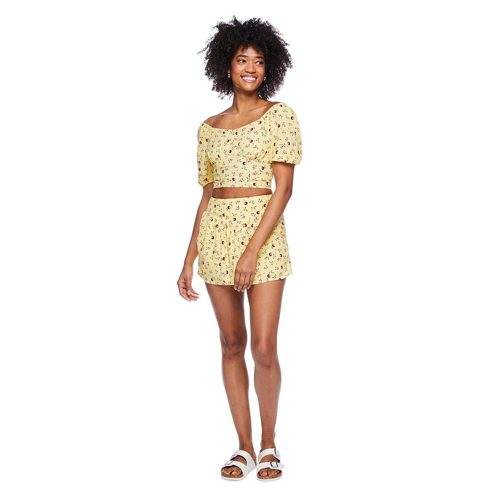 Haut corset à manches bouffantes No Boundaries pour femmes Tailles TP–TTG