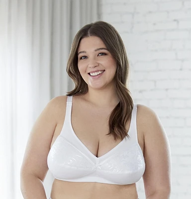 Bestform 9706233 Soutien-gorge sans fil en coton à bordure florale avec bonnets légèrement doublés Tailles 38C 44D