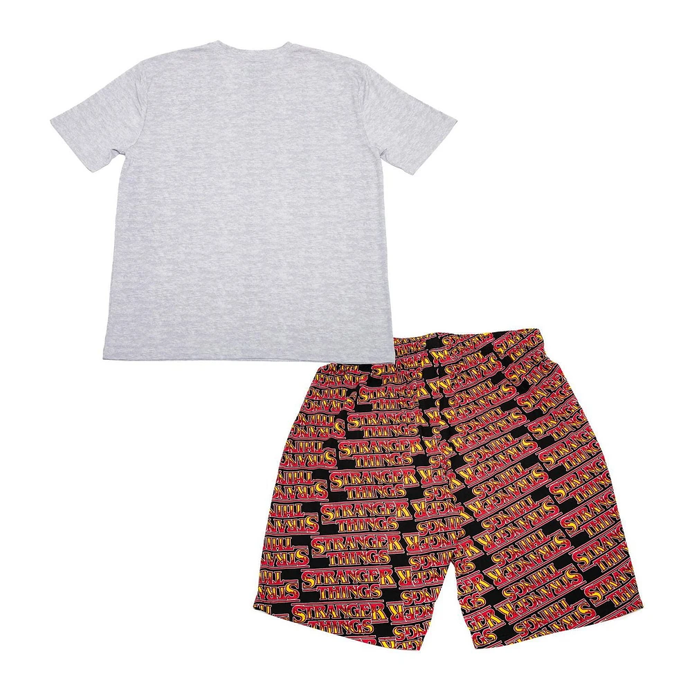 Ensemble de vêtements de nuit 2 pièces à logo flamboyant Stranger Things pour hommes