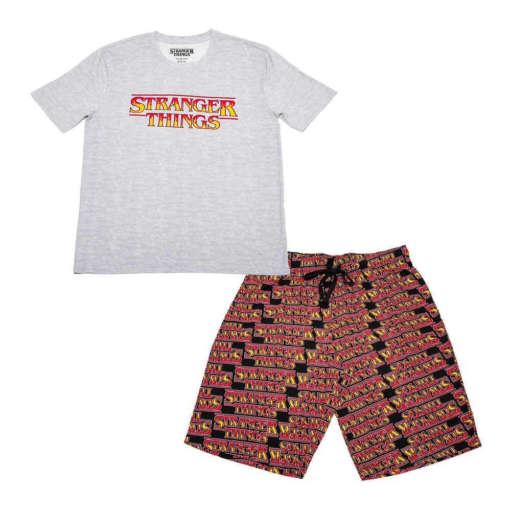 Ensemble de vêtements de nuit 2 pièces à logo flamboyant Stranger Things pour hommes