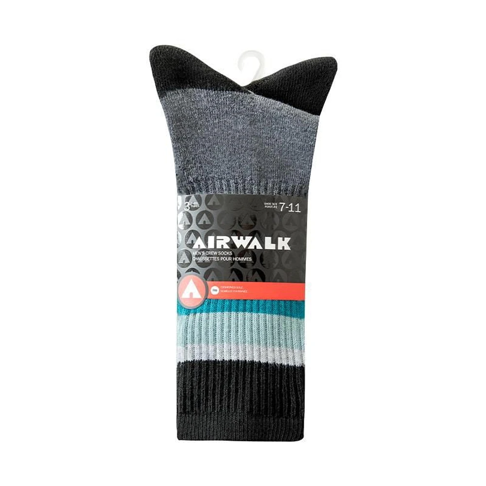 Airwalk Mens 3pk Crew Socks, Fits shoe sizes 7-11
