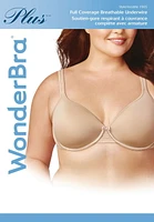 WonderBra Plus Full Coverage Breathable Underwire Bra, Size 40DD - 46DD