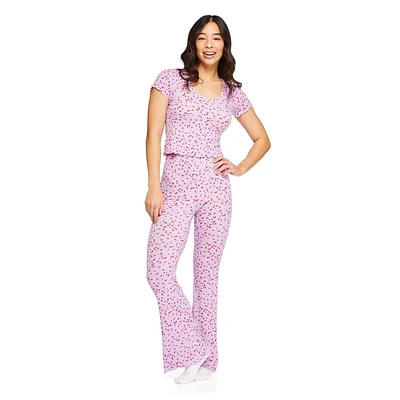 Ensemble 2 pièces en pointelle avec t-shirt No Boundaries pour femmes