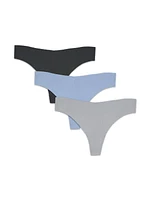 Women's No Show Thong Underwear, 3 Pack