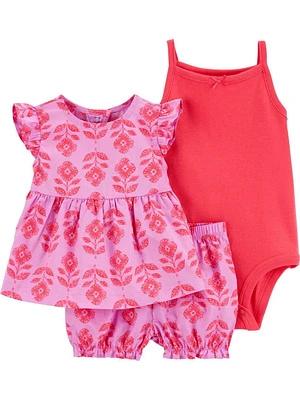 Ensemble 3 pièces Carter's Child of Mine IG - Fleur d'oranger rose