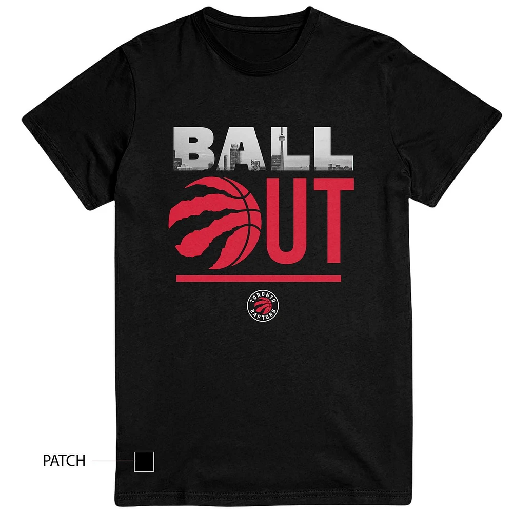 Men's NBA Toronto Raptors Ball Out Cityscape Short Sleeve Black T-Shirt