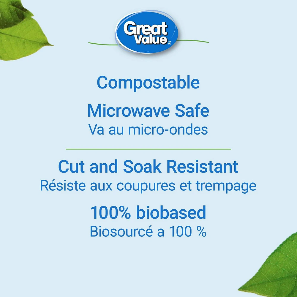 Great Value Eco Compostable Dinner Plates, 80 x 25cm (10in)<br>Value Size