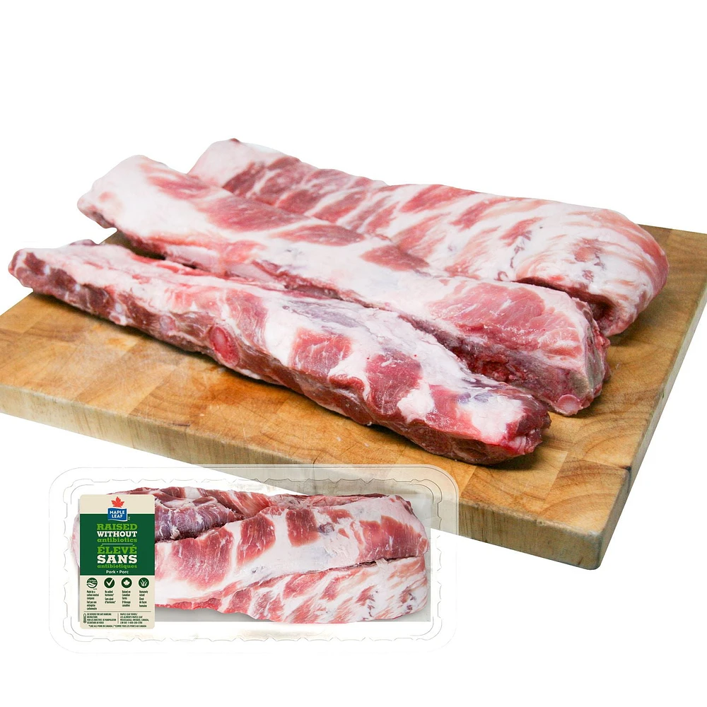 Côtes de flanc de porc aigre-douce fraîches Maple Leaf Élevé sans antibiotiques, 3 Côtes de flanc de porc, 1.10 - 1.50 KG