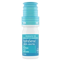 hydraSense Eye Drops, for Dry Eyes, Fast and Long-Lasting Relief, Preservative Free, Naturally Sourced Lubricant, Home and Away Twin pack, 2 x 10mL