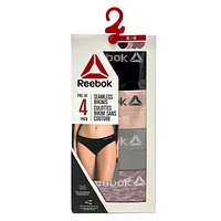 Reebok Ladies' 4 Pack Seamless Bikinis, Size S-XL