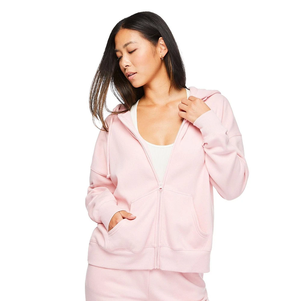 Haut à capuchon surdimensionné zippé sur la longueur No Boundaries pour femmes Tailles TP–TTG