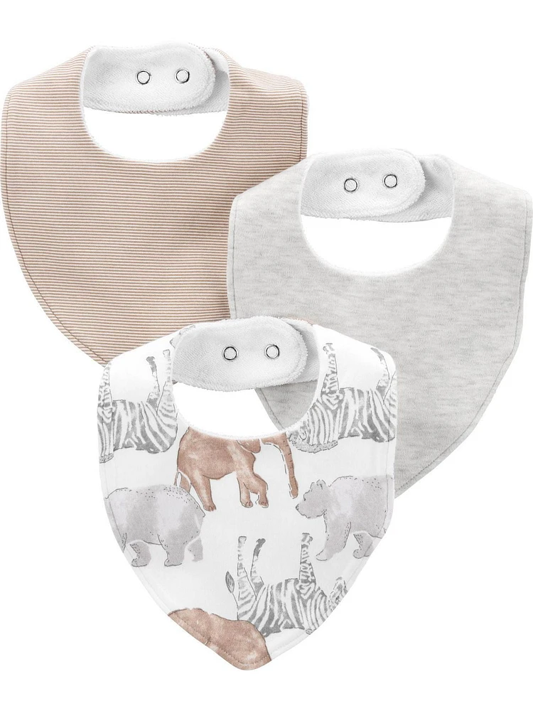 Carter's Child of Mine IN 3pk Bibs - Beige elephant, OSZ