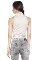 Jeaniologie ™  Women Ribbed Long Sleeved Cropped Front Ruched Top - Black