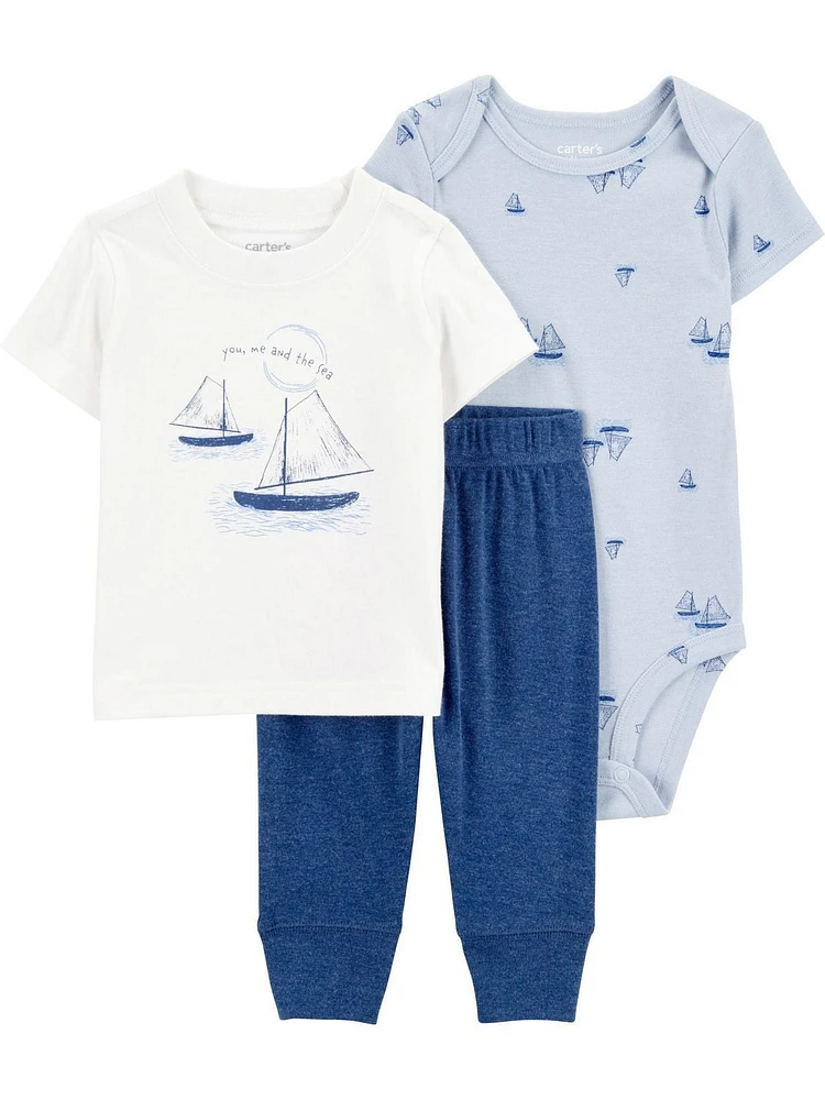 Ensemble 3 pièces pour bébé garçon Carter's Child of Mine - Voilier bleu