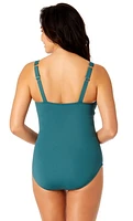 Lands' End Maillot de bain une pièce grec en nylon et élasthanne pour femme Taille S-XXL avec détails froncés