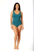 Lands' End Maillot de bain une pièce grec en nylon et élasthanne pour femme Taille S-XXL avec détails froncés