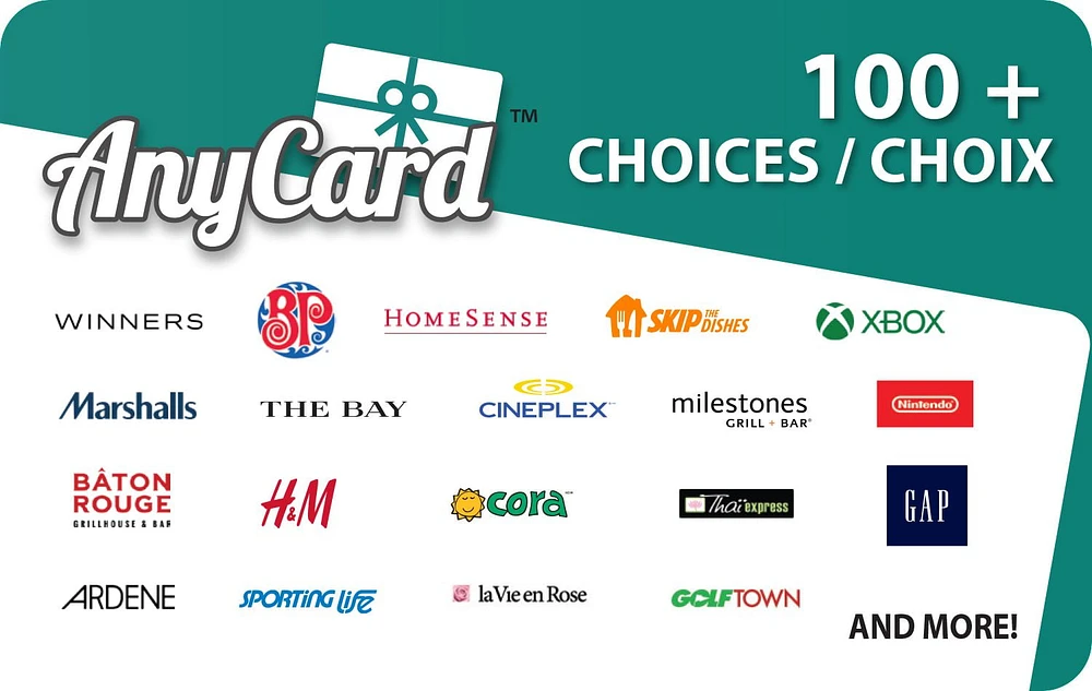 Canada AnyCard Choix 25$ eCarte-Cadeau (Livraison par e-mail)