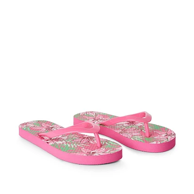 George Girls' Floral Flip Flops