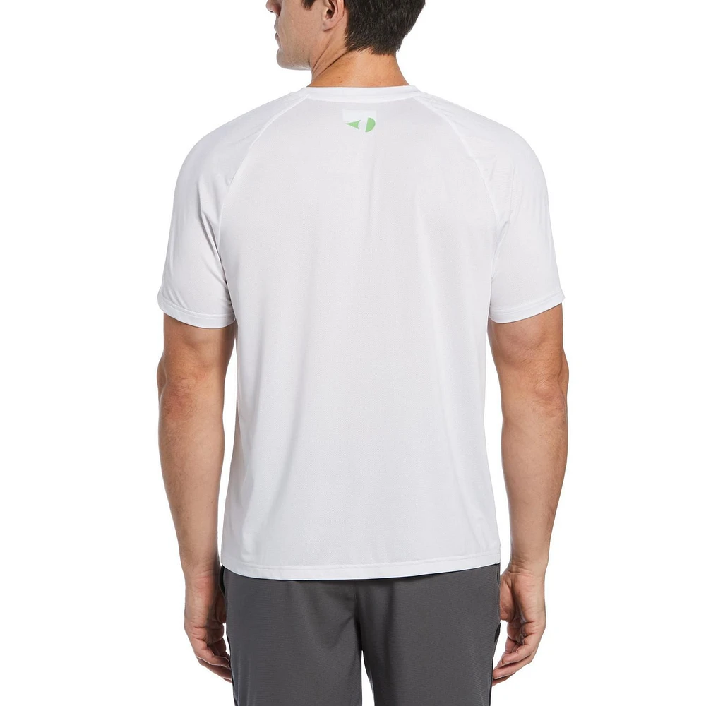 Grand Slam Men's Linear Ergo Print Crew Neck Tennis Shirt