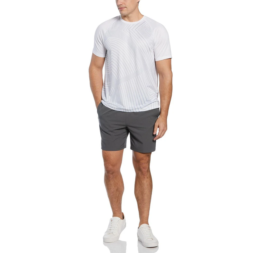 Grand Slam Men's Linear Ergo Print Crew Neck Tennis Shirt