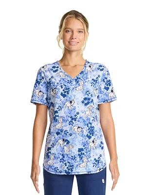 Scrubstar Haut imprimé à col en V pour femmes Tie Dye
