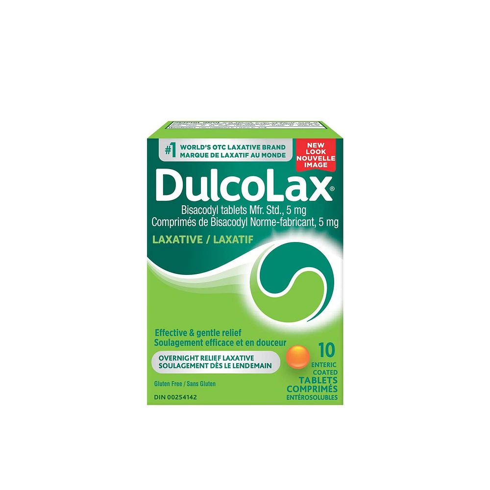 DulcoLax Comprimés 5 mg bisacodyl, laxatif stimulant pour soulager la constipation occasionnelle, laxatif et soulagement de la constipation pour les adultes, les enfants de 6 ans et plus et les femmes allaitantes, 10 comprimés 10 comprimés
