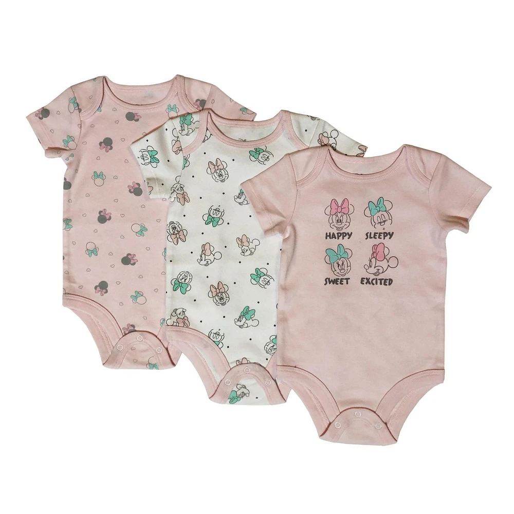 Disney Baby Girls' Organic Cotton Minnie Bodysuit 3-Pack