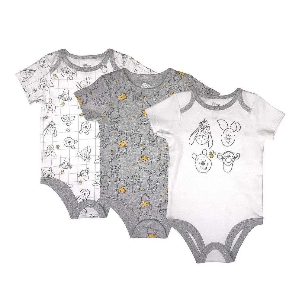 Disney Baby Organic Cotton Winnie the Pooh Bodysuit 3-Pack, sizes 0m-6-12m