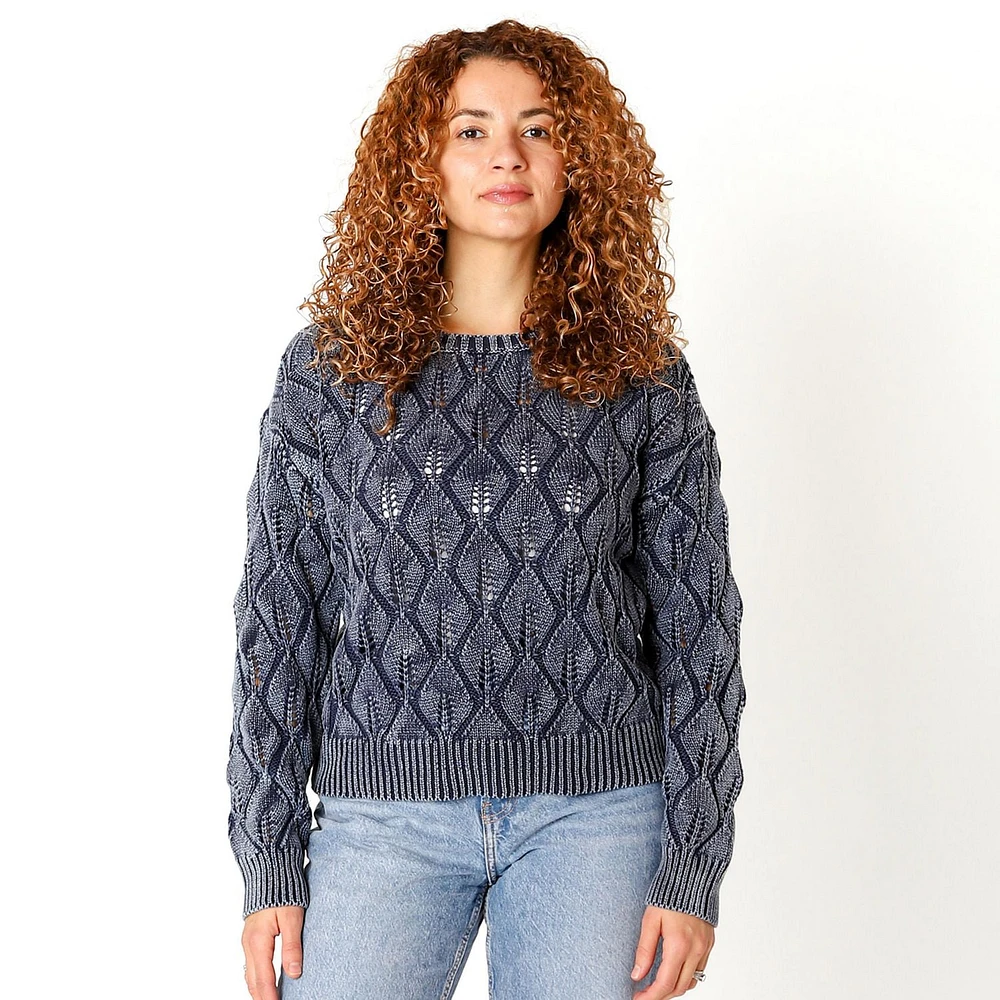 Devoted Pointelle Sweater with ribbed hem and cuffs