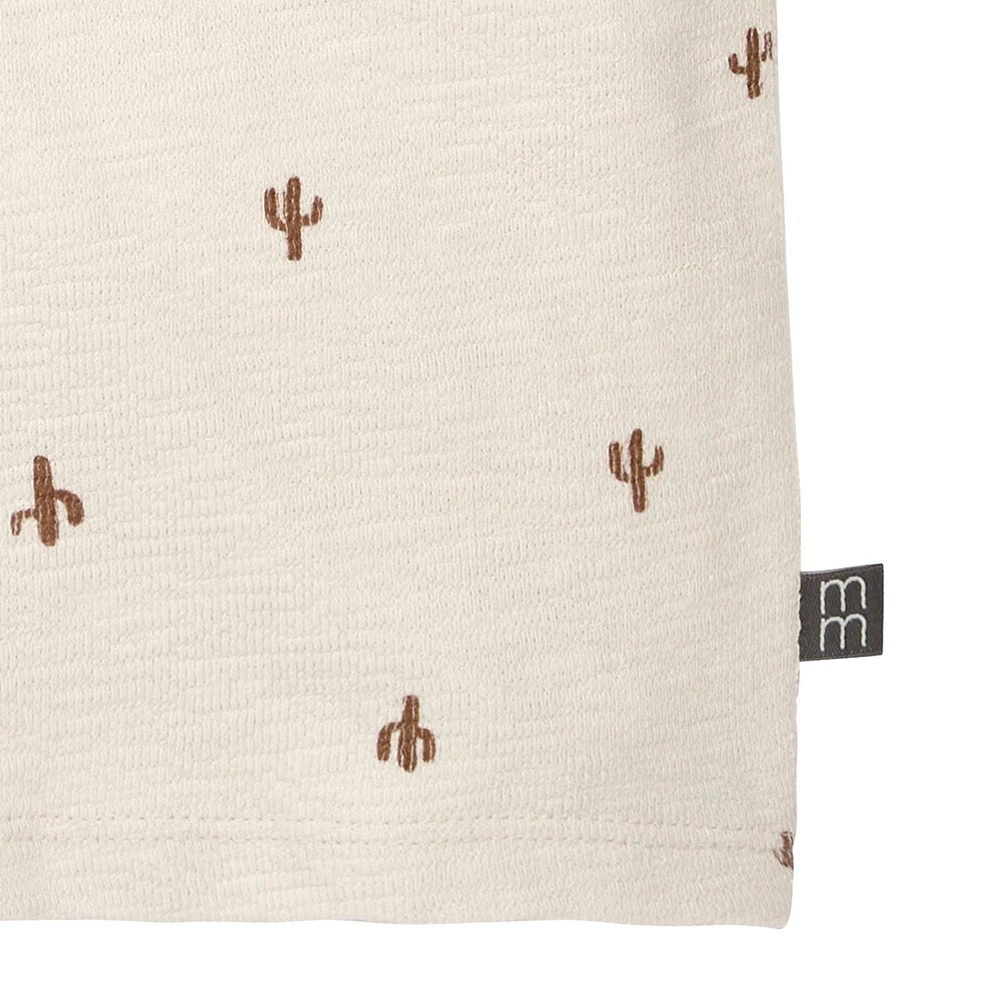 modern moments™ by Gerber® - 2pc Johnny Collar Shirt + Short Set Beige Cactus, Soft and stretchy slub structured jersey