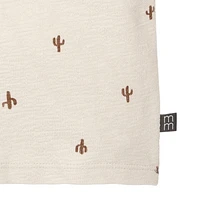 modern moments™ by Gerber® - 2pc Johnny Collar Shirt + Short Set Beige Cactus, Soft and stretchy slub structured jersey