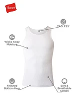 Hanes Men's Tagless Tanks - Comfort Soft - White - 6-Pack, White - 6-Pack