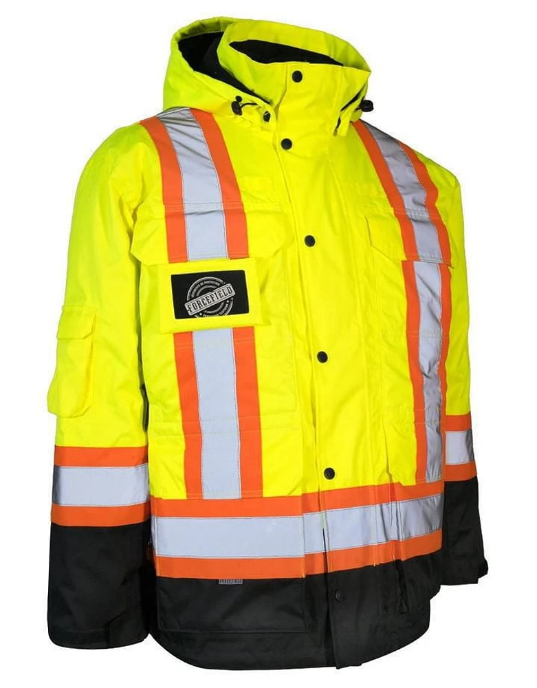 Forcefield Hi Vis Winter Safety Parka with Removable Down Insulated Nylon Puffer Jacket