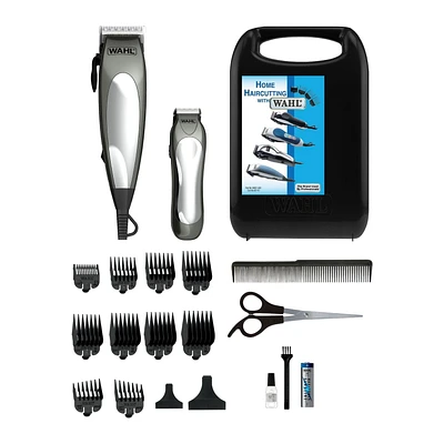 Wahl Deluxe Groom Pro Trousse complète pour coupe de cheveux et retouches - 20 pièces - Modèle 3170 La lame de précision auto-afutantes de base permet de personnaliser chaque coupe