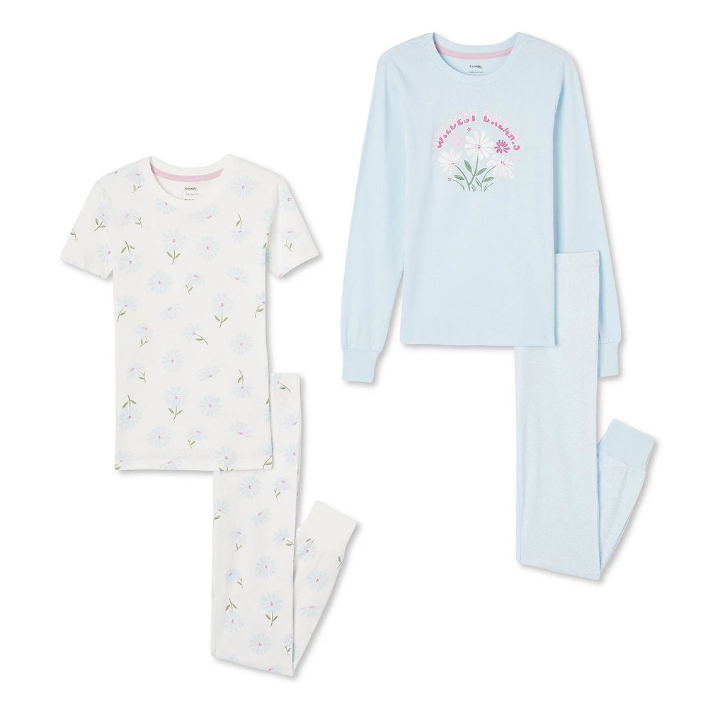 George Girls' Pajama 4-Piece Set