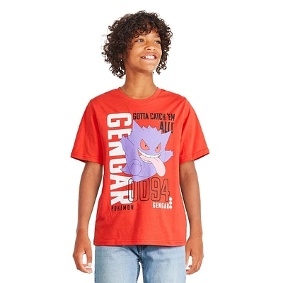 T-shirt à manches courtes Gengar Pokémon pour garçons Tailles TP–TG