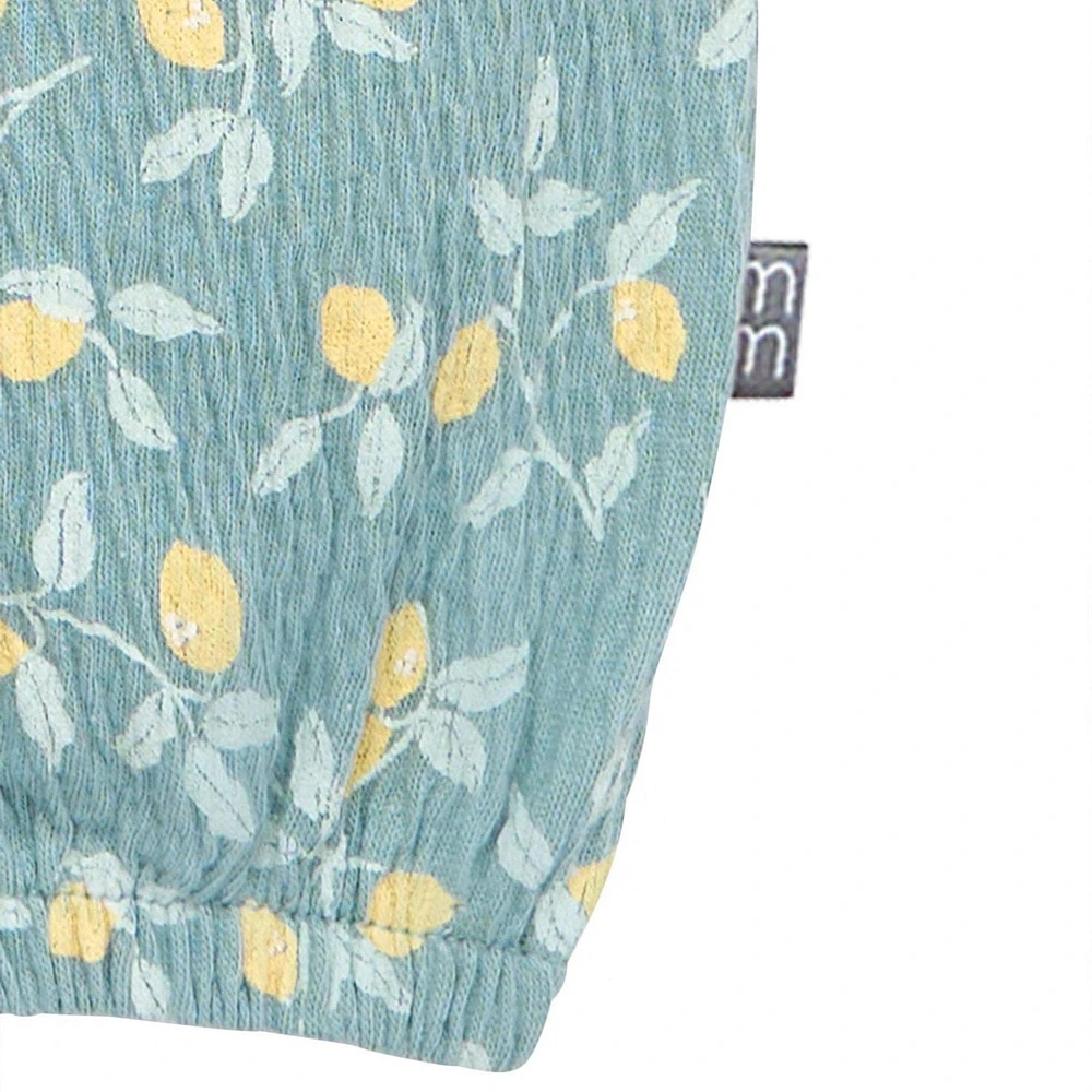 modern moments™ by Gerber® - Long Leg Flutter Sleeve Romper - Teal Lemon Vine, Sizes: 0 to 24 months