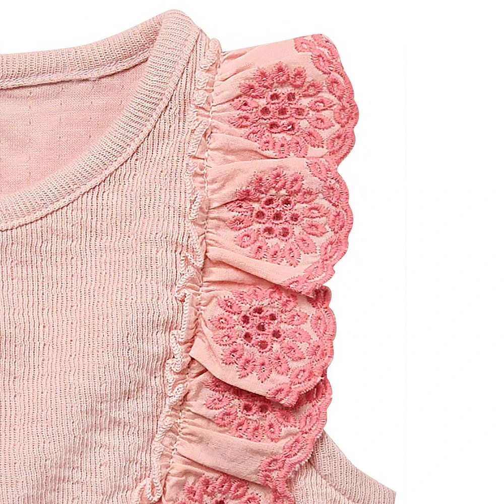 modern moments™ by Gerber®™ - Eyelet Ruffle Top + Shorts Set - Rose, Sizes: 12 months to 5T