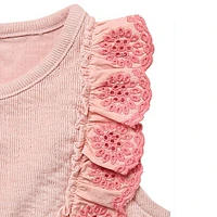 modern moments™ by Gerber®™ - Eyelet Ruffle Top + Shorts Set - Rose, Sizes: 12 months to 5T