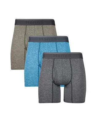 Caleçon boxeur pour hommes en micromaille respirant et extensible Hanes Comfort Flex Fit paquet de 3