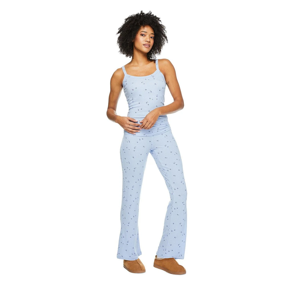 No Boundaries Women's Rib Cami Pajama 2-Piece Set