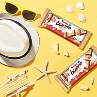 KINDER BUENO White Chocolate and Hazelnut Cream Candy Bars, 2 Individually Wrapped Bars Per Pack (39g), 39g