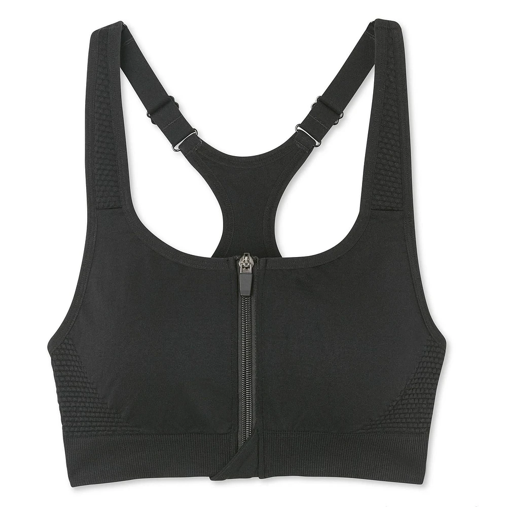 Athletic Works Women's Seamless Zip-Front Sports Bra