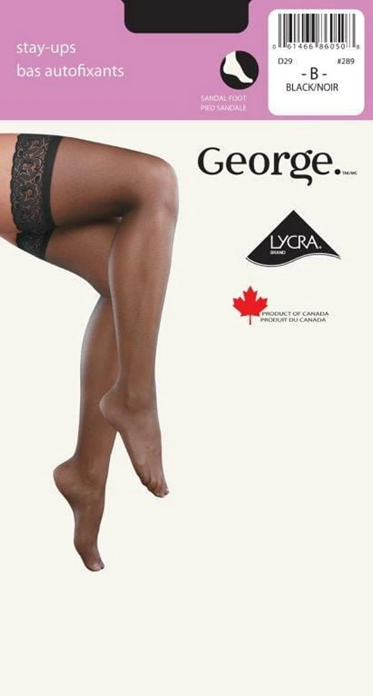 Bas autofixants avec pied sandale George pour femmes Tailles B, C