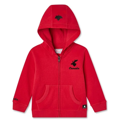 Haut à capuchon zippé sur la longueur Canadiana collection non genrée pour tout-petits Tailles 2T-5T