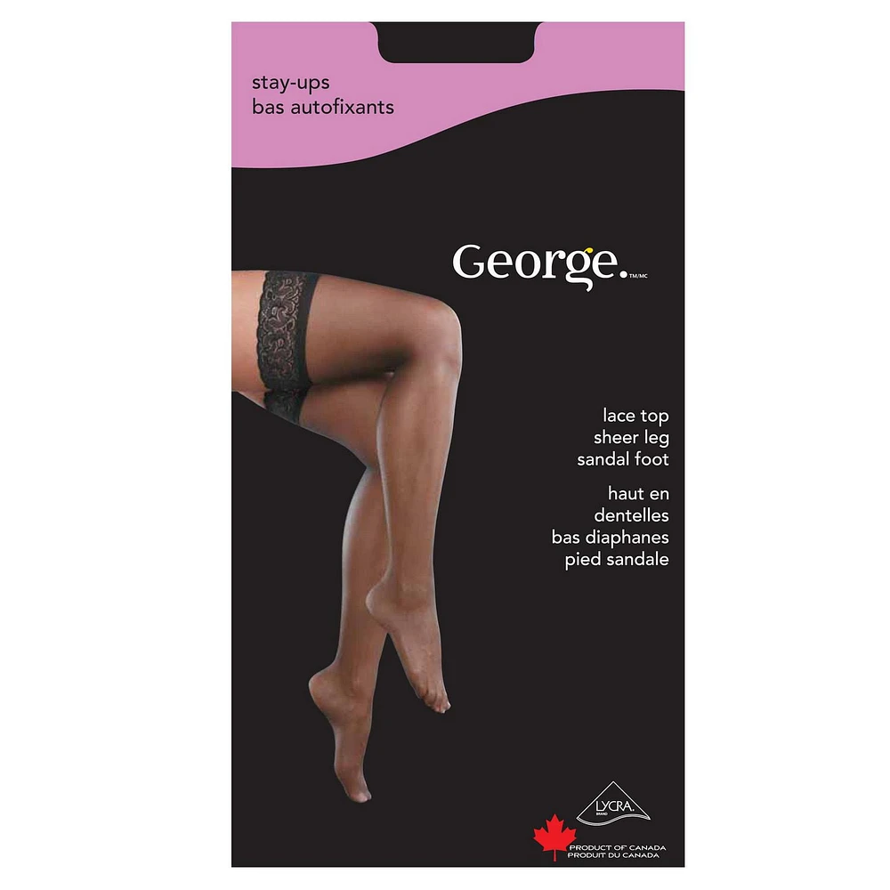Bas autofixants avec pied sandale George pour femmes Tailles B, C