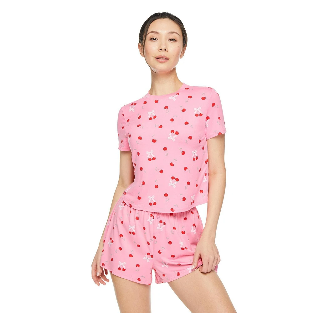 No Boundaries Women's Sleep Short 2-Piece Set