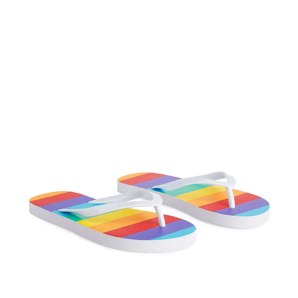 Time and Tru Women's Rainbow Flip Flops