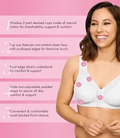Exquisite FORM® entièrement -#9600531 Soutien-gorge de posture couvrant, à bonnets souples et en coton, dentelle, fermeture sur le devant, sans fil Tailles Disponibles 38C
